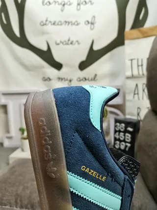 Adidas Gazelle Navy and Aqua Suede Lifestyle Sneakers 3