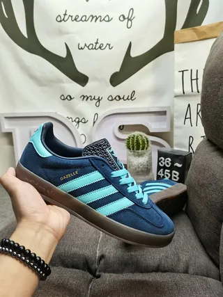 Adidas Gazelle Navy and Aqua Suede Lifestyle Sneakers 5