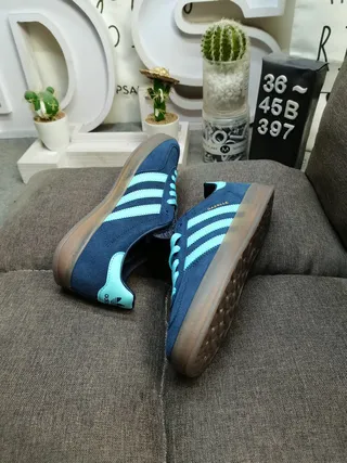 Adidas Gazelle Navy and Aqua Suede Lifestyle Sneakers 6