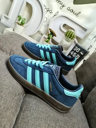 Adidas Gazelle Navy and Aqua Suede Lifestyle Sneakers 7