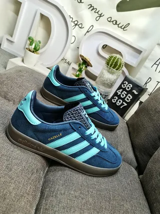 Adidas Gazelle Navy and Aqua Suede Lifestyle Sneakers 9