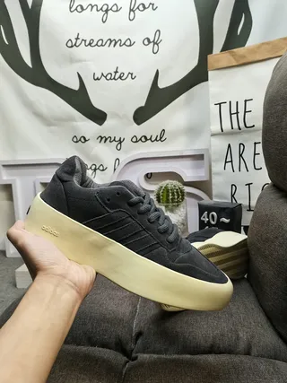 Adidas Gray Beige Low-Top Platform Sole Lifestyle Sneakers 5