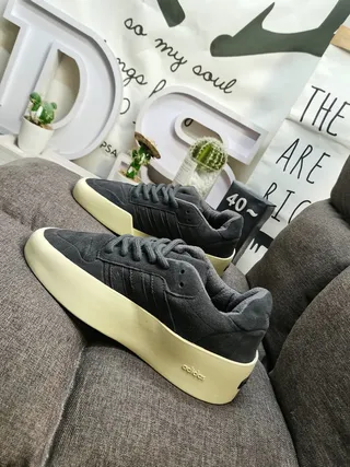 Adidas Gray Beige Low-Top Platform Sole Lifestyle Sneakers 7