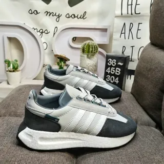 Adidas Gray Black Three-Stripe Side Panel Suede And Mesh Upper Lifestyle Sneakers