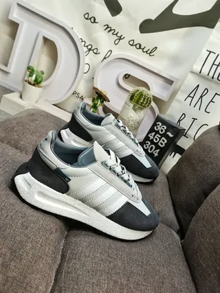 Adidas Gray Black Three-Stripe Side Panel Suede And Mesh Upper Lifestyle Sneakers 9