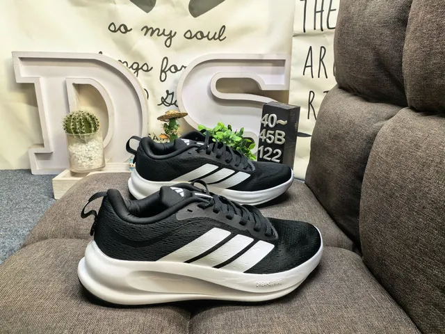 Adidas Gray Orange Knit Mesh Upper Three-Stripe Side Panel Running Shoes 19