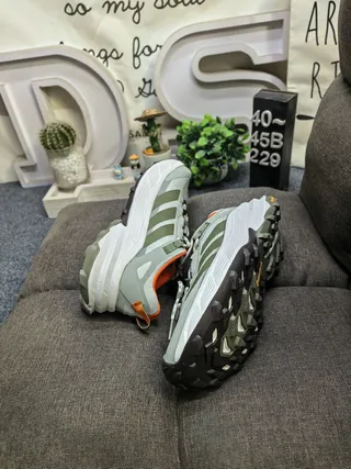 Adidas Gray Orange Midsole Three-Stripe Side Panel Chunky Sneakers 6