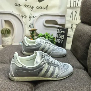 Adidas Gray White Metallic Silver Leather Three-Stripe Side Panel Lifestyle Sneakers