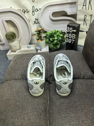 Adidas Gray White Metallic Silver Leather Three-Stripe Side Panel Lifestyle Sneakers 8
