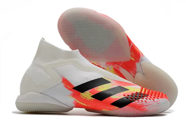 Adidas Chaussures de football indoor vert noir, upper de type chaussette, cage asymétrique, chaussures de football indoor 3