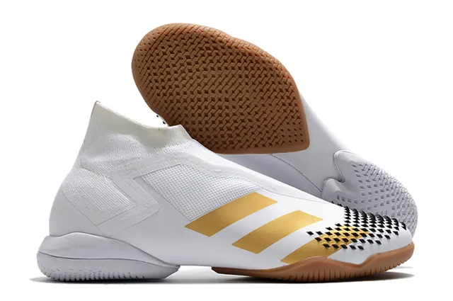 Adidas Chaussures de football indoor vert noir, upper de type chaussette, cage asymétrique, chaussures de football indoor 4