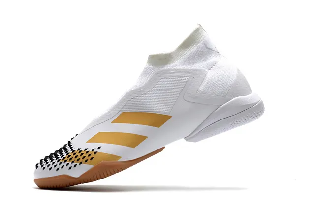 Adidas Chaussures de football indoor vert noir, upper de type chaussette, cage asymétrique, chaussures de football indoor 13