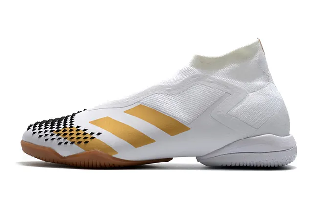 Adidas Chaussures de football indoor vert noir, upper de type chaussette, cage asymétrique, chaussures de football indoor 14