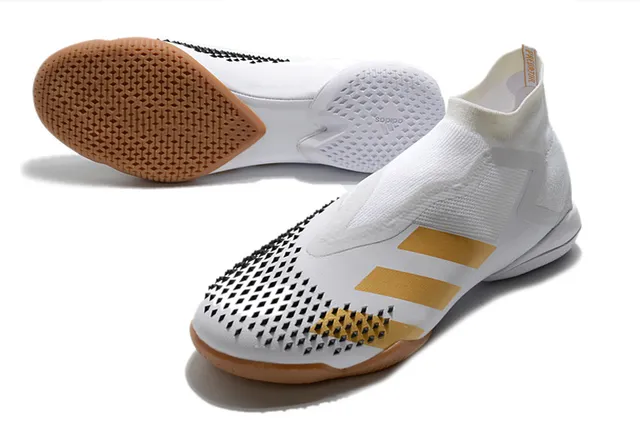 Adidas Chaussures de football indoor vert noir, upper de type chaussette, cage asymétrique, chaussures de football indoor 15
