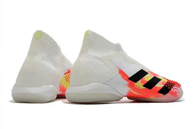 Adidas Chaussures de football indoor vert noir, upper de type chaussette, cage asymétrique, chaussures de football indoor 22