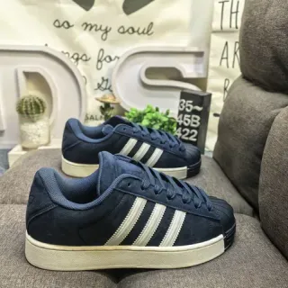 Adidas Navy Beige Suede Upper Shell Toe Lifestyle Sneakers