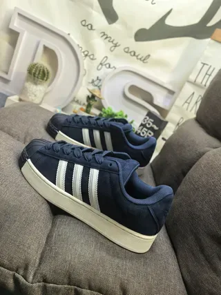 Adidas Navy Beige Suede Upper Shell Toe Lifestyle Sneakers 7