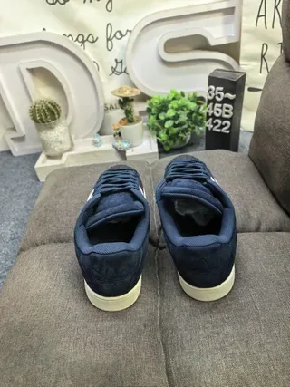 Adidas Navy Beige Suede Upper Shell Toe Lifestyle Sneakers 8