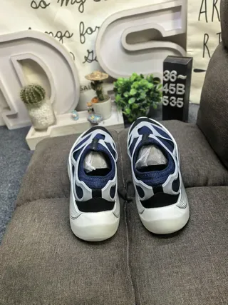 Adidas Navy Silver Laceless Slip-On Open-Cage Overlay Lifestyle Sneakers 8