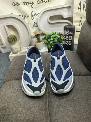 Adidas Navy Silver Laceless Slip-On Open-Cage Overlay Lifestyle Sneakers 10