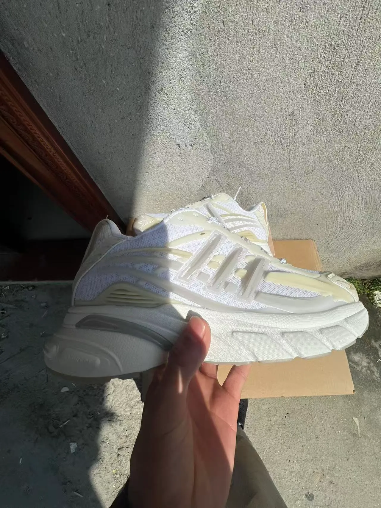 Adidas NMD White Beige Sole Mesh Upper Chunky Sneakers 7