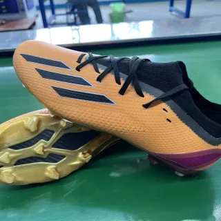 Adidas Orange Black Sock-Fit Knit Upper Asymmetrical Lacing Firm-Ground Soccer Shoes