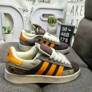 Adidas Orange Brown Canvas And Suede Hybrid Upper Vintage-Inspired Heel Tab Lifestyle Sneakers
