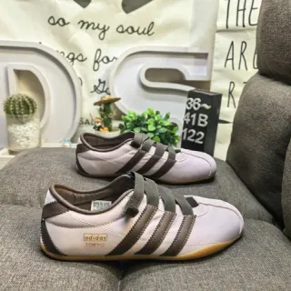 Adidas Pink Brown Laceless Velcro Strap Lifestyle Sneakers