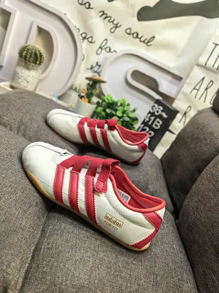 Adidas Pink Brown Laceless Velcro Strap Lifestyle Sneakers 7