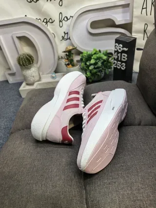 Adidas Pink Red Low-Top Platform Sole Lifestyle Sneakers 6