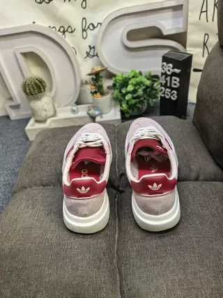Adidas Pink Red Low-Top Platform Sole Lifestyle Sneakers 8