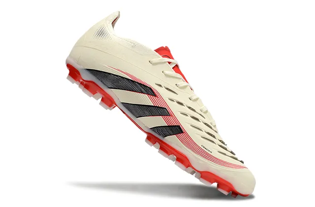 Adidas Predator Beige Red Low-Cut Football Boot Ribbed Forefoot Cage Firm-Ground Soccer Shoes 2