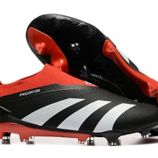Adidas Predator Black Red White Firm-Ground Soccer Shoes
