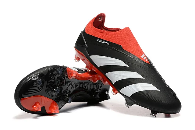 Adidas Predator Black Red White Firm-Ground Soccer Shoes 6