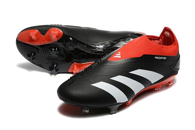 Adidas Predator Black Red White Firm-Ground Soccer Shoes 7