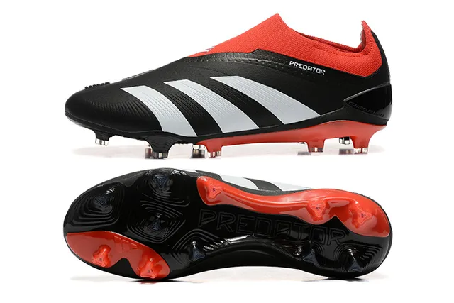 Adidas Predator Black Red White Firm-Ground Soccer Shoes 9
