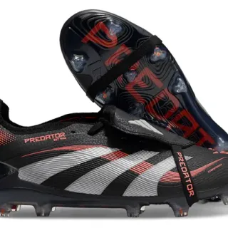 Adidas Predator Black Silver Red Firm-Ground Soccer Shoes