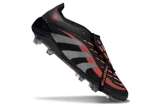 Adidas Predator Black Silver Red Firm-Ground Soccer Shoes 2