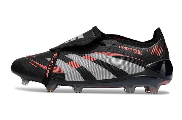 Adidas Predator Black Silver Red Firm-Ground Soccer Shoes 3