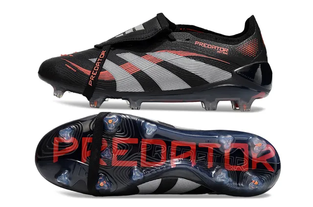 Adidas Predator Black Silver Red Firm-Ground Soccer Shoes 4