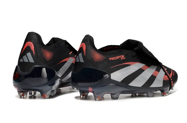 Adidas Predator Black Silver Red Firm-Ground Soccer Shoes 5