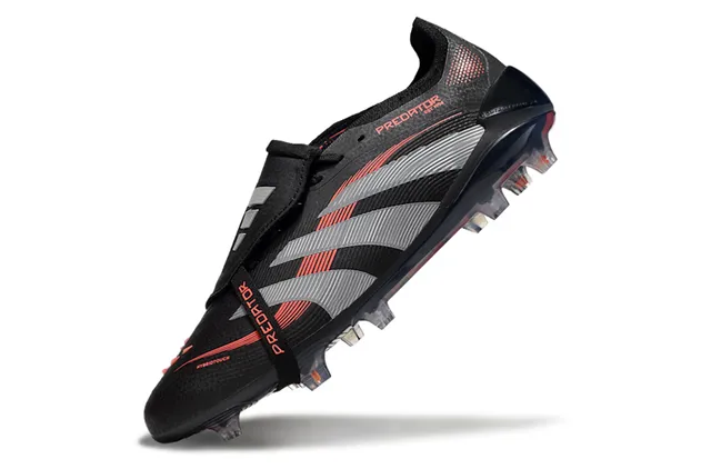 Adidas Predator Black Silver Red Firm-Ground Soccer Shoes 7
