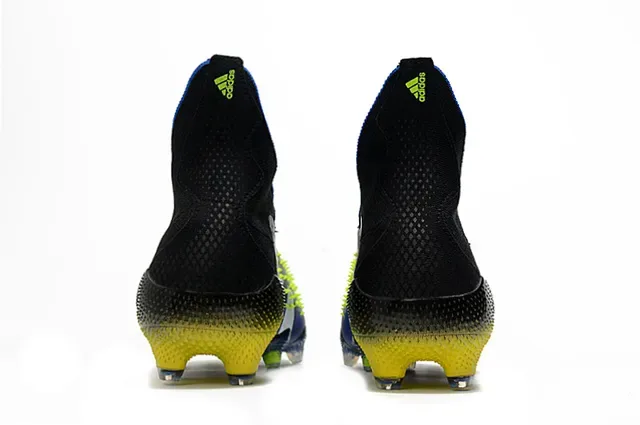 Adidas Predator Bleu Noir Haut-Coupé Ajustement Chaussette Sol Firme Chaussures de Football 3