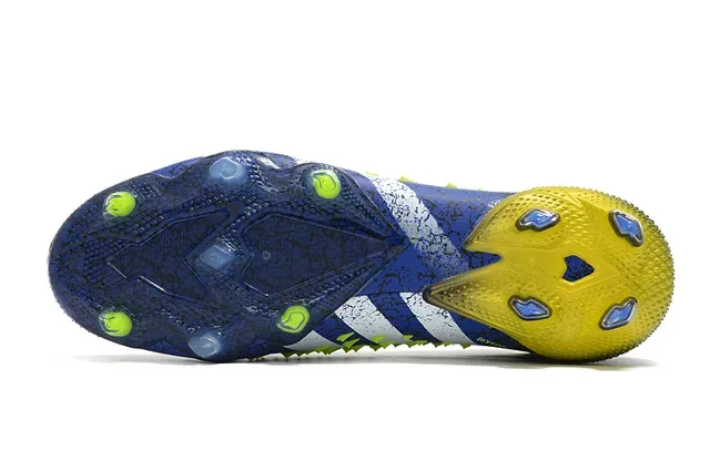 Adidas Predator Bleu Noir Haut-Coupé Ajustement Chaussette Sol Firme Chaussures de Football 6