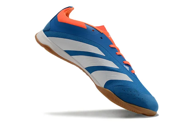 Adidas Predator Bleu Orange Synthétique Textil Supérieur Trois Rayures Blanches Chaussures de Football Indoor 2