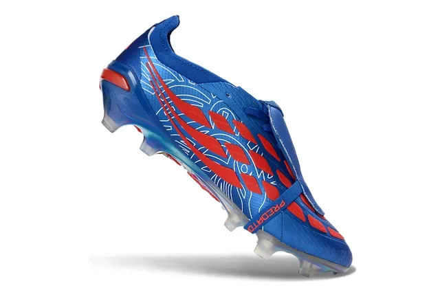 Adidas Predator Sapatos de Futebol Azul Prata Sem Cadarço Fecho de Sangle Contraplaca de Calcanhar Iridescente Gramado Natural 2