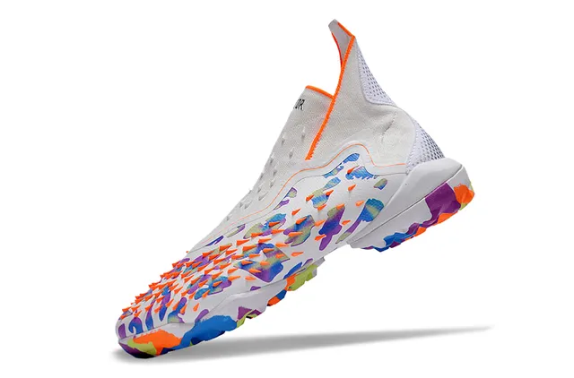 Adidas Predator Multicolore Haut en Maille Impression Éclaboussée Gazon Chaussures de Football 3