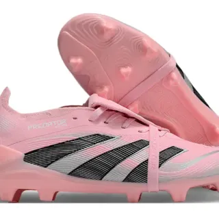 Adidas Predator Pink Black Low-Cut Lace-Up Asymmetric Lacing Firm-Ground Soccer Shoes