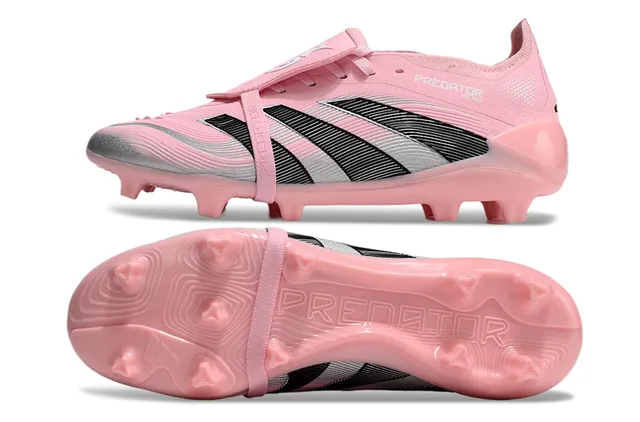 Adidas Predator Pink Black Low-Cut Lace-Up Asymmetric Lacing Firm-Ground Soccer Shoes 4