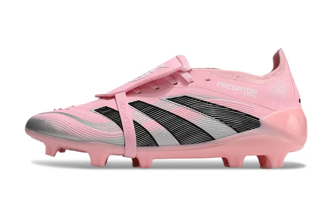 Adidas Predator Pink Black Low-Cut Lace-Up Asymmetric Lacing Firm-Ground Soccer Shoes 5